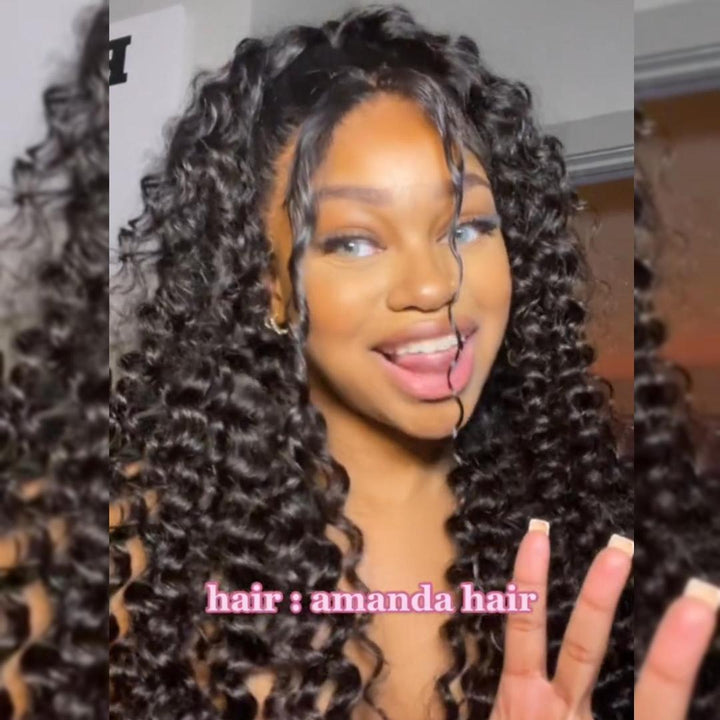 300% Density Glueless Deep Wave 7x5 / 13x4 Transparent HD Lace Front Wig Pre Plucked Hairline Virgin Human Hair - Bangjazz Hair