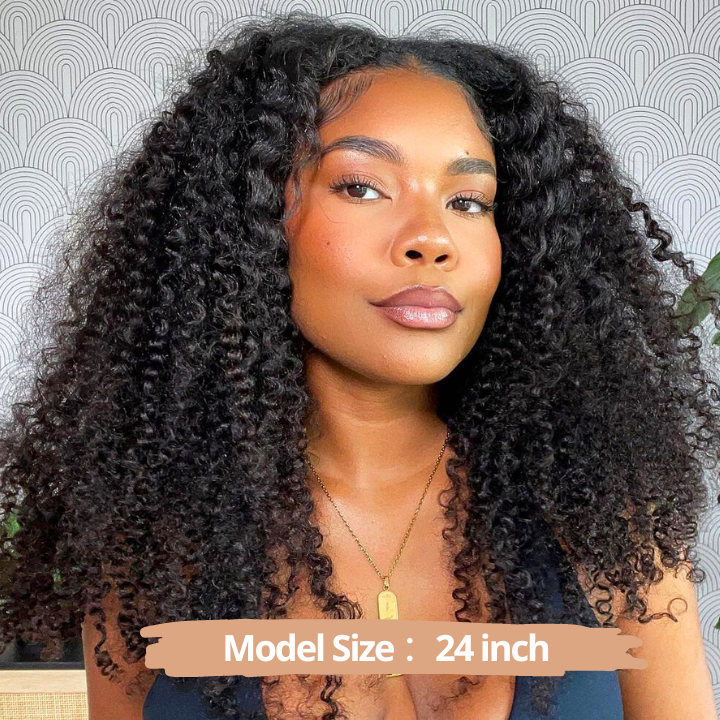 Glueless V Part Wig Beginner Friendly Curly Human Hair No Sew In No Gel NO Leave Out- Bangjazz Hair