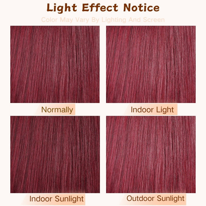 Straight Glueless 7x5 / 13x4 Lace Front Wig Pre Everything 99J Burgundy Red Colored Transparent Lace Human Hair Wigs- Bangjazz Hair
