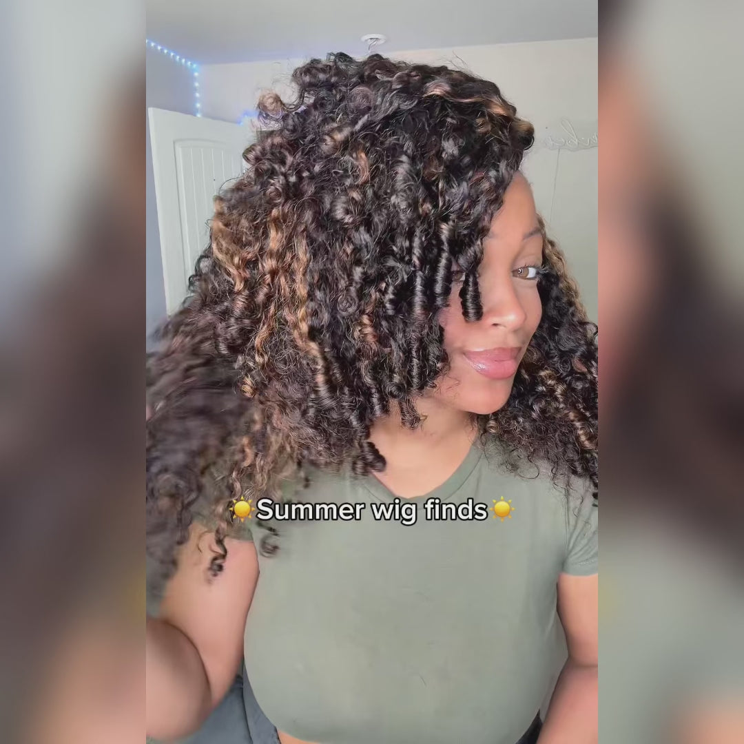 $100 Off | Luxury 7x5/13x6 Burmese Curly Brown Balayage Highlight Color Glueless HD Lace Human Hair Wig
