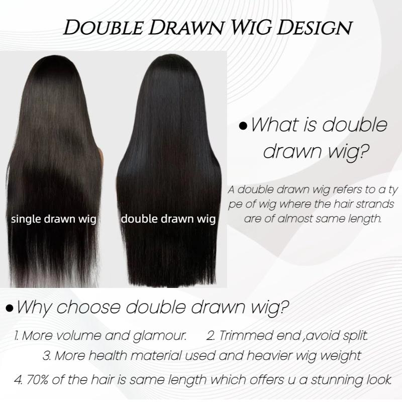 BangJazz Dark Brown Long Silk Double Drawn Straight Human Hair Wig Pre Bleached Knots 13X6 Lace Front Human Hair Wig Glueless Virgin Human Hair