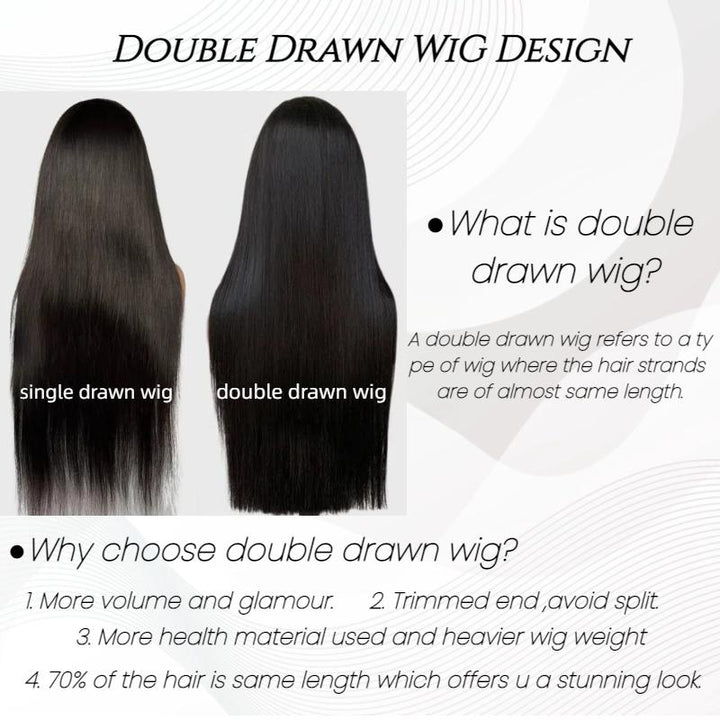 BangJazz Dark Brown Long Silk Double Drawn Straight Human Hair Wig Pre Bleached Knots 13X6 Lace Front Human Hair Wig Glueless Virgin Human Hair