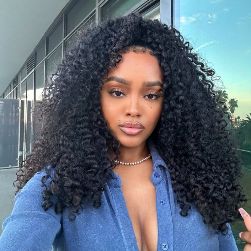300% Density Luxury custom wigs Glueless 13x4 Full Lace Front Curly Wigs Virgin Human Hair Transparent Lace Front Wig Super Double Drawn Level - Bangjazz Hair