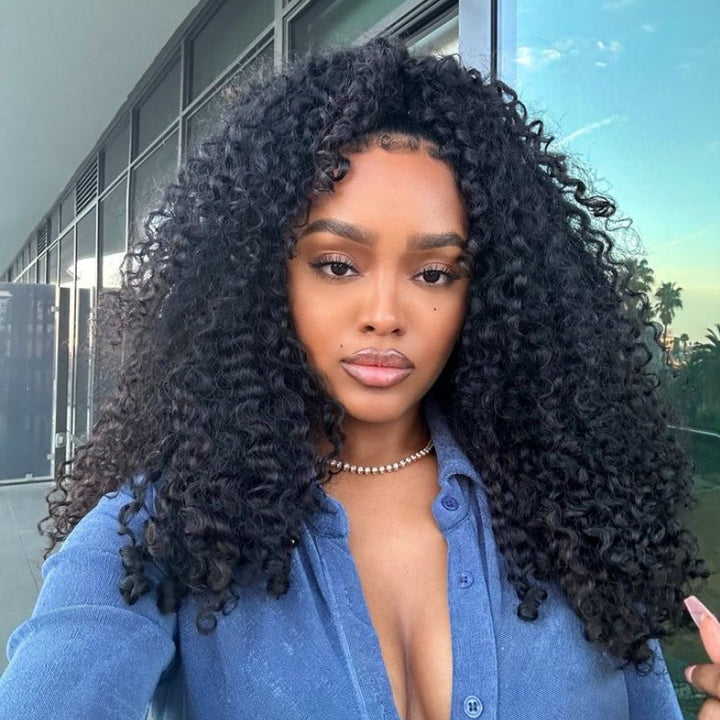 300% Density Luxury custom wigs Glueless 13x4 Full Lace Front Curly Wigs Virgin Human Hair Transparent Lace Front Wig Super Double Drawn Level - Bangjazz Hair