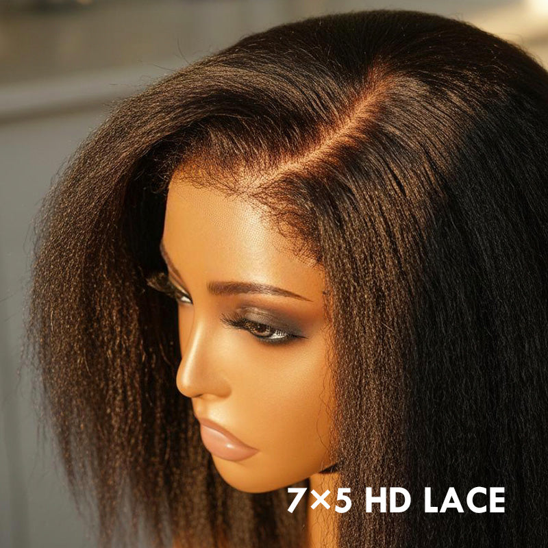 Bangjazz Hair 7×5 Lace Kinky Straight Bob Glueless Human Hair Wig