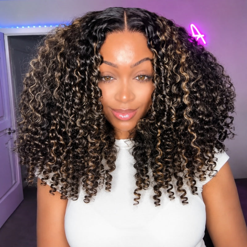 $100 Off | Luxury 7x5/13x6 Burmese Curly Brown Balayage Highlight Color Glueless HD Lace Human Hair Wig