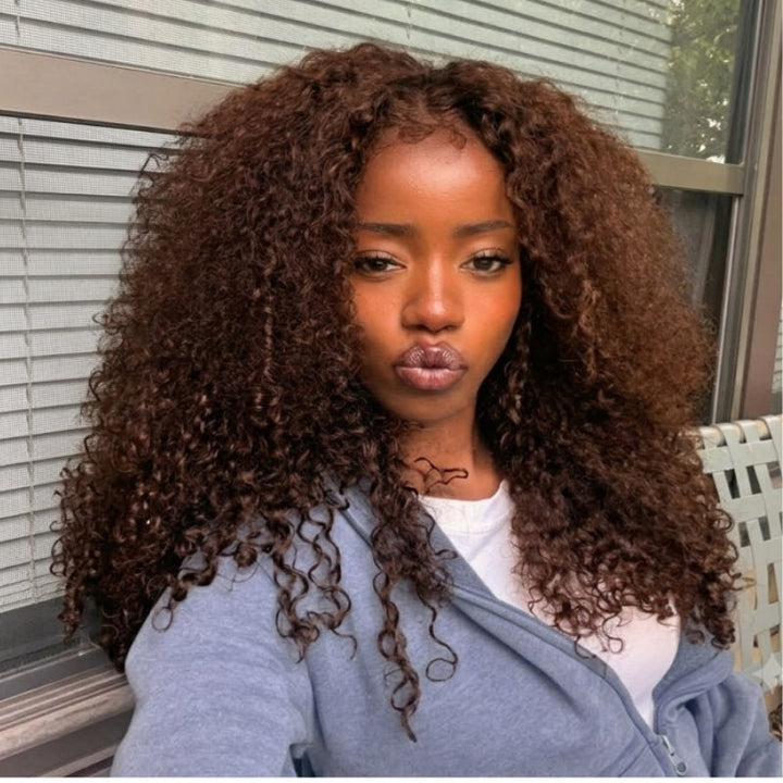 3 In 1 Half Wig | 300% Density Double Drawn Glueless Curly Human Hair Wig With Drawstring
