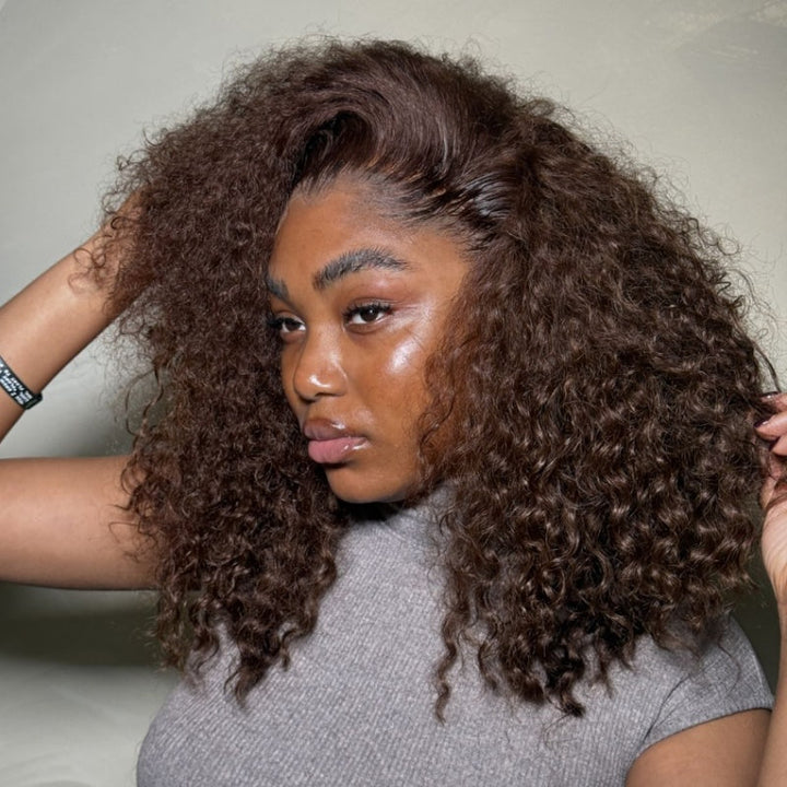 3 In 1 Half Wig | 300% Density Double Drawn Glueless Curly Human Hair Wig With Drawstring