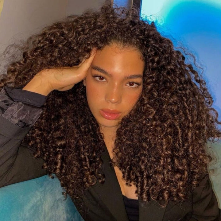 3 In 1 Half Wig | 300% Density Double Drawn Glueless Curly Human Hair Wig With Drawstring