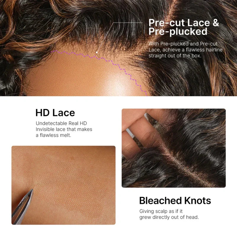 Bangjazz 300% Density 7x5 HD Glueless Lace Ombre Brown Kinky Curly Wig