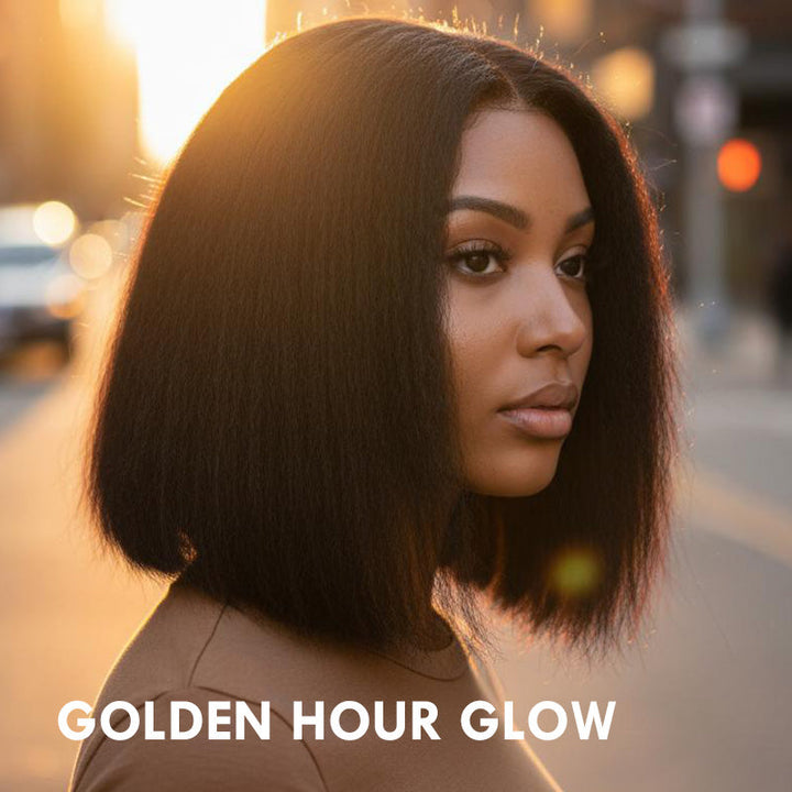 Bangjazz Hair 7×5 Lace Kinky Straight Bob Glueless Human Hair Wig