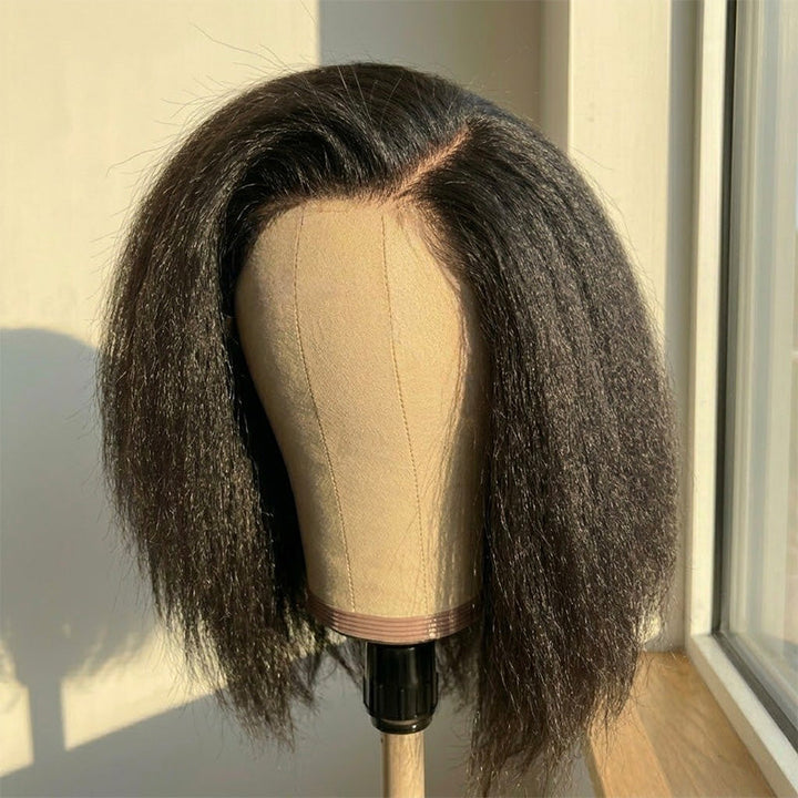 Bangjazz Hair 7×5 Lace Kinky Straight Bob Glueless Human Hair Wig