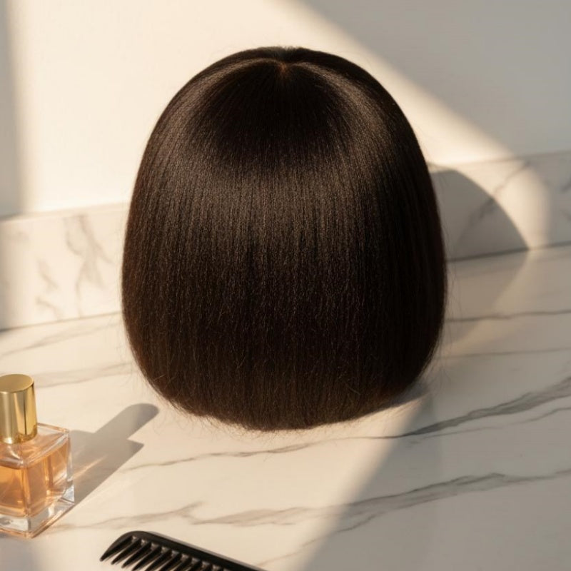 Bangjazz Hair 7×5 Lace Kinky Straight Bob Glueless Human Hair Wig