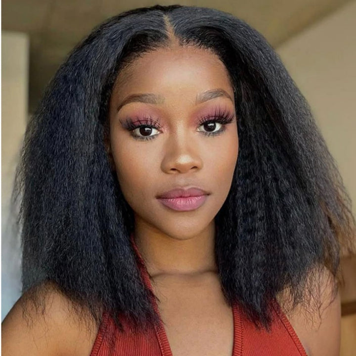 Bangjazz Hair 7×5 Lace Kinky Straight Bob Glueless Human Hair Wig