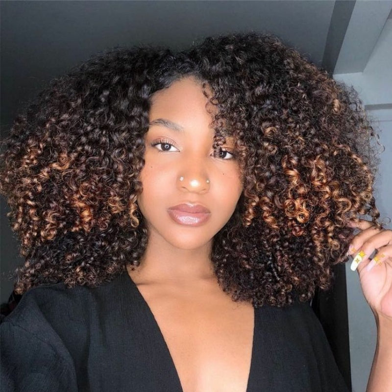 3 In 1 Half Wig | 300% Density Double Drawn Glueless Curly Human Hair Wig With Drawstring