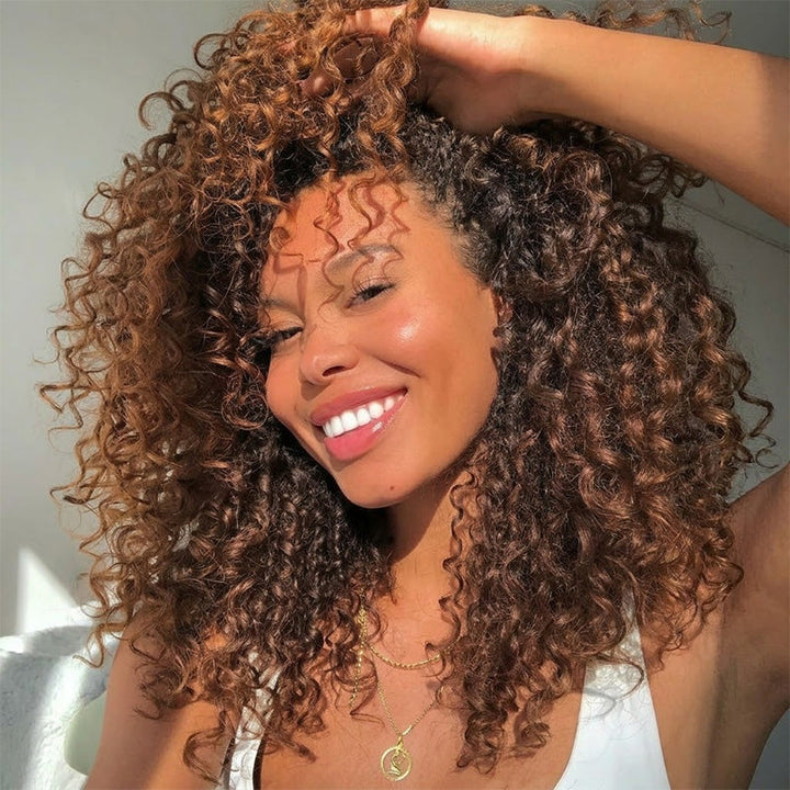 3 In 1 Half Wig | 300% Density Double Drawn Glueless Curly Human Hair Wig With Drawstring