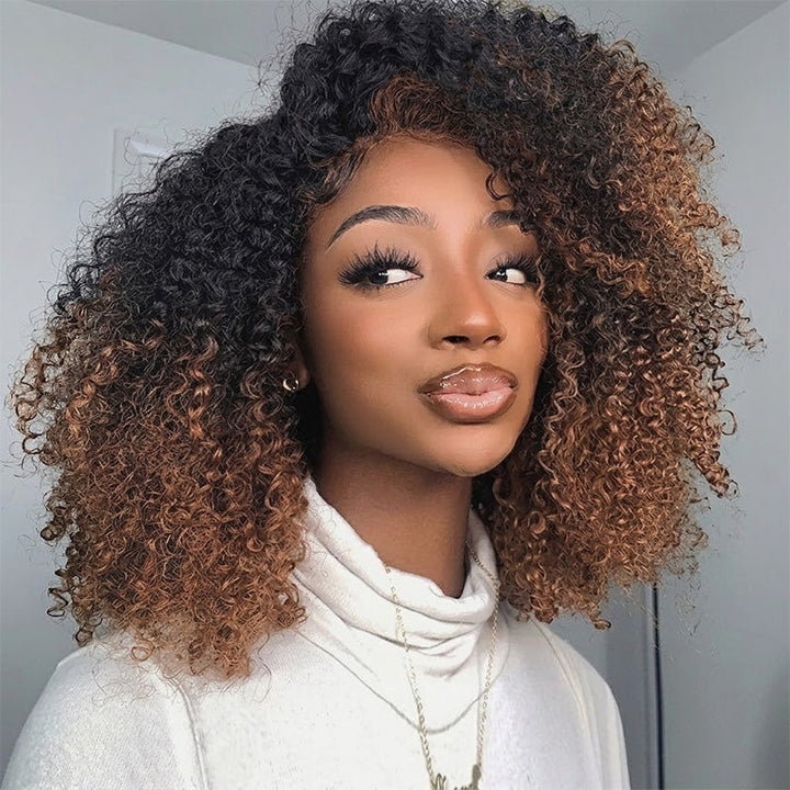 3 In 1 Half Wig | 300% Density Double Drawn Glueless Curly Human Hair Wig With Drawstring