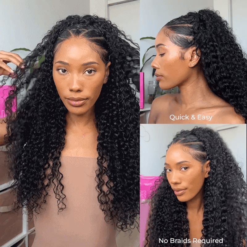 3-in-1 Put On & Go Half Wigs | Glueless Invisible Drawstring Beginner Friendly