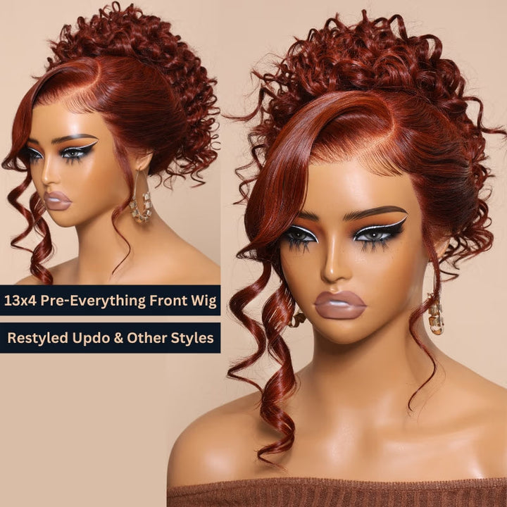 Glueless Body Wave Reddish Brown HD Transparent Lace 7x5 Lace closure /13x4 Full Lace Frontal Wig For Women - Bangjazz Hair