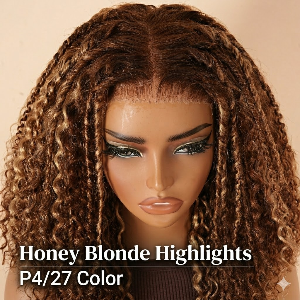 Bangjazz 7x5 Bohemian Curly Glueless Wig HD Lace 300% Density | Honey Blonde &amp; Red Wine