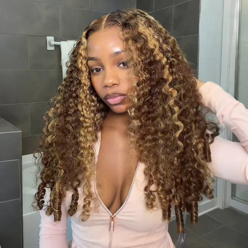 Highlight Burmese Curly 13x6 Lace Front Human Hair Wigs for Black Women Pre-plucked Natural Hairline