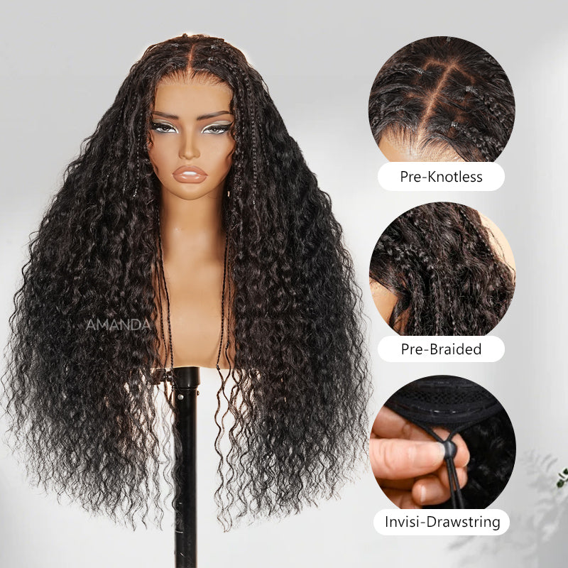 Glueless Exquisite Long Loose Curls with Braided Parting 7x5 / 13x4 HD Transparent Lace Front Human Hair Wig-Bangjazz Hair