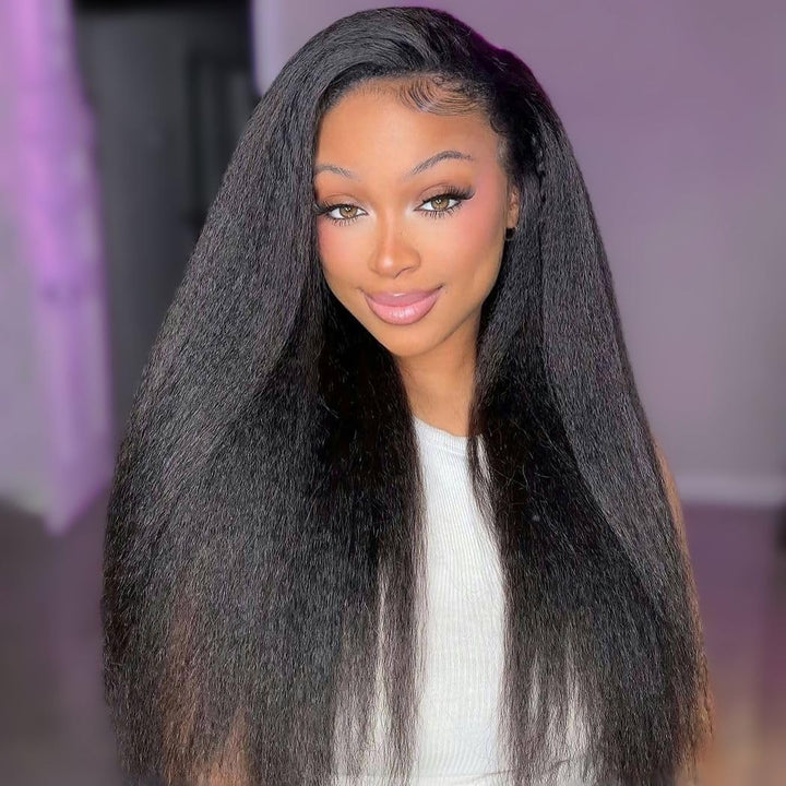 Bangjazz Half Wig With Drawstring Invisible Hairline Seamless Flip Over Wig Glueless Human Wigs Beginner Friendly