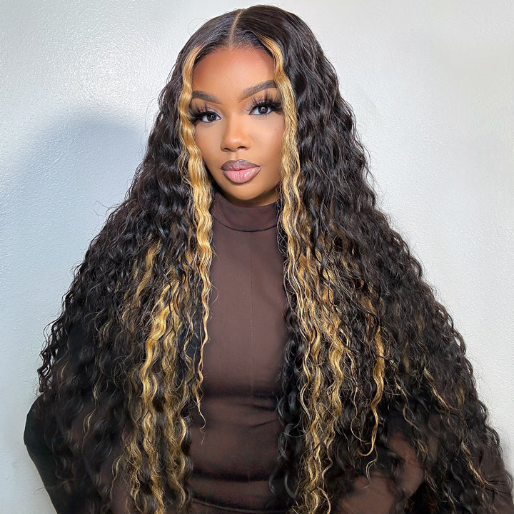Bangjazz Pre Everything Blonde Highlights 13x4 Full Lace Frontal Deep Curly Wave Glueless Put On And Go Wig - Bangjazz Hair