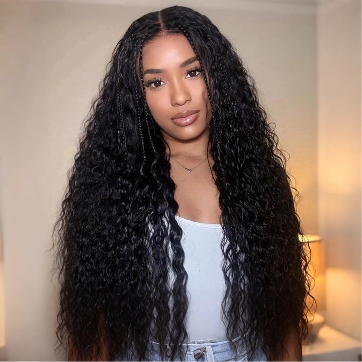 Glueless Exquisite Long Loose Curls with Braided Parting 7x5 / 13x4 HD Transparent Lace Front Human Hair Wig-Bangjazz Hair