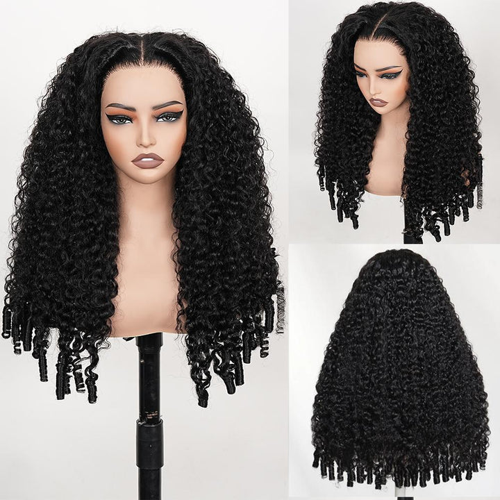 Bangjazz 13x6 Burmese Curly Ready To Wear Highlight Lace Front Wigs Human Hair for Beginners Pre Bleached 200 Density Drawstring Wig With Finger Coil Ends Pre Cut Lace For Women