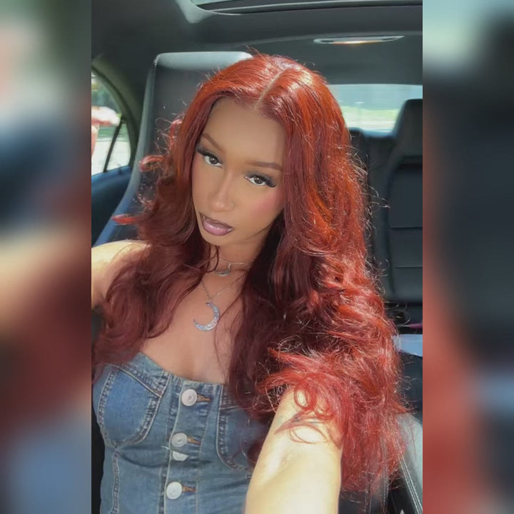 Glueless Body Wave Reddish Brown HD Transparent Lace 7x5 Lace closure /13x4 Full Lace Frontal Wig For Women - Bangjazz Hair