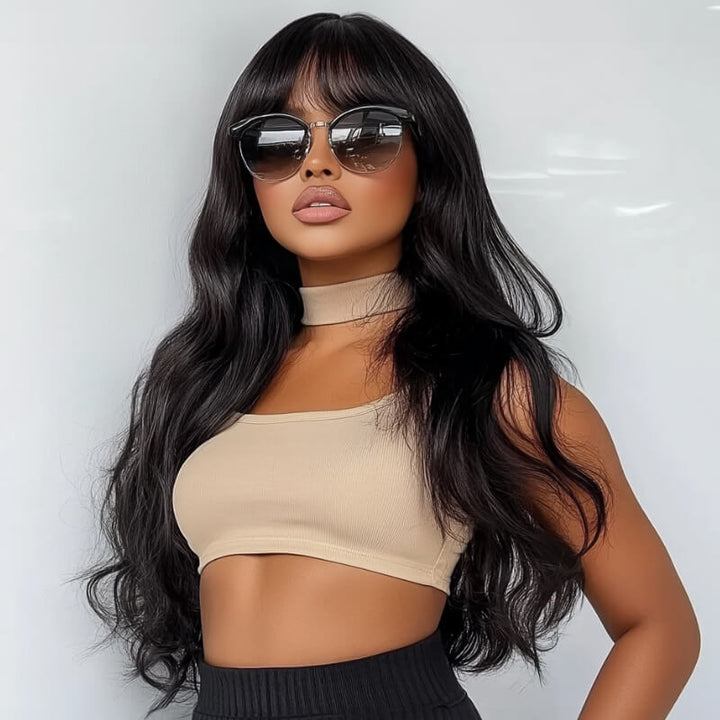 200% Density Loose Wave 13x4 Pre-Everything Lace Frontal Fluffy Wig With Face Framing Curtain Bangs
