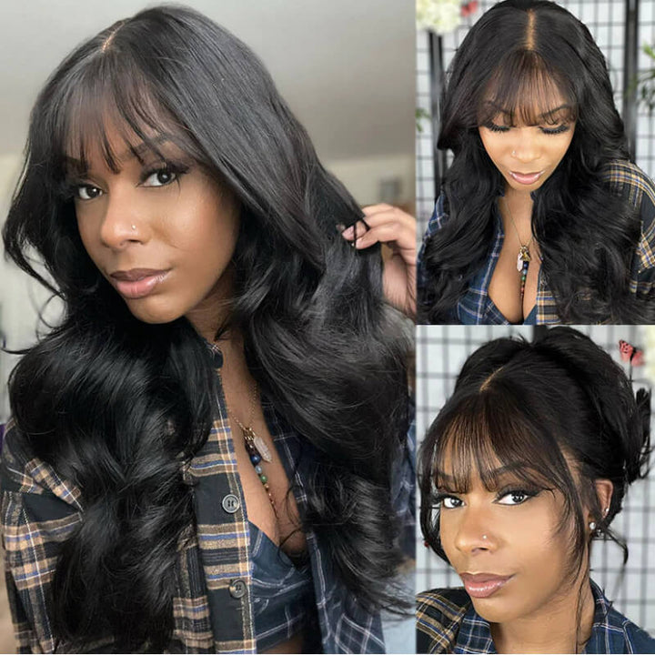 200% Density Loose Wave 13x4 Pre-Everything Lace Frontal Fluffy Wig With Face Framing Curtain Bangs