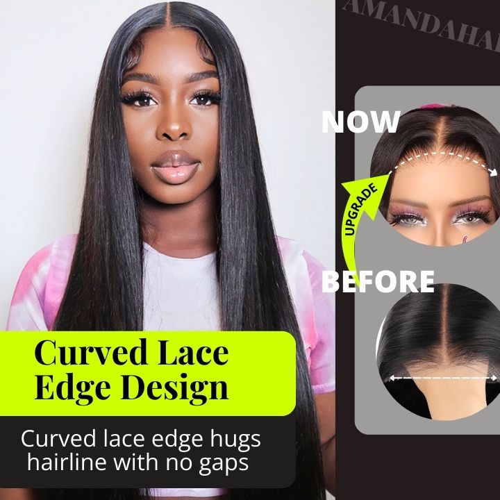 Bangjazz Hair Long Sikly Straight Undetectable HD Glueless v8 Lace Closure 5x7 Wigs with Deep Hairline Free Part Hairstyle