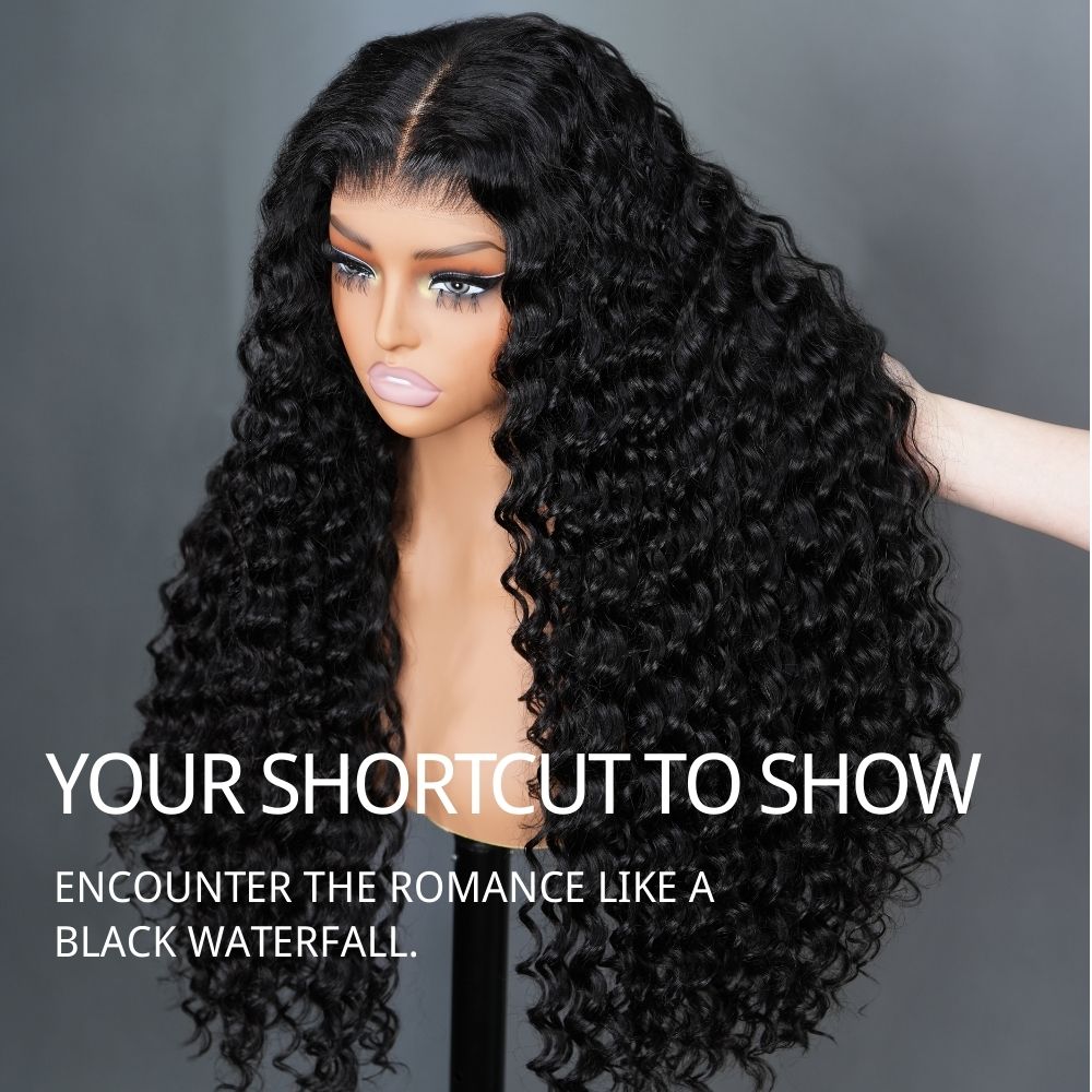 300% Density Glueless Deep Wave 7x5 / 13x4 Transparent HD Lace Front Wig Pre Plucked Hairline Virgin Human Hair - Bangjazz Hair