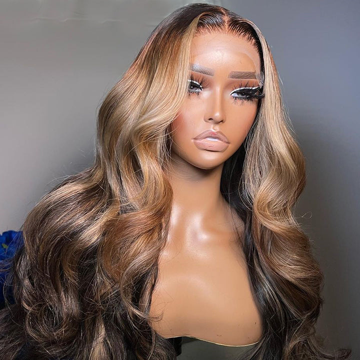 Highlight Body Wave 13x4 Lace Front /4*4 Lace Closure Wigs Ombre Light Blonde Color Wig With Baby Hair - Bangjazz Hair