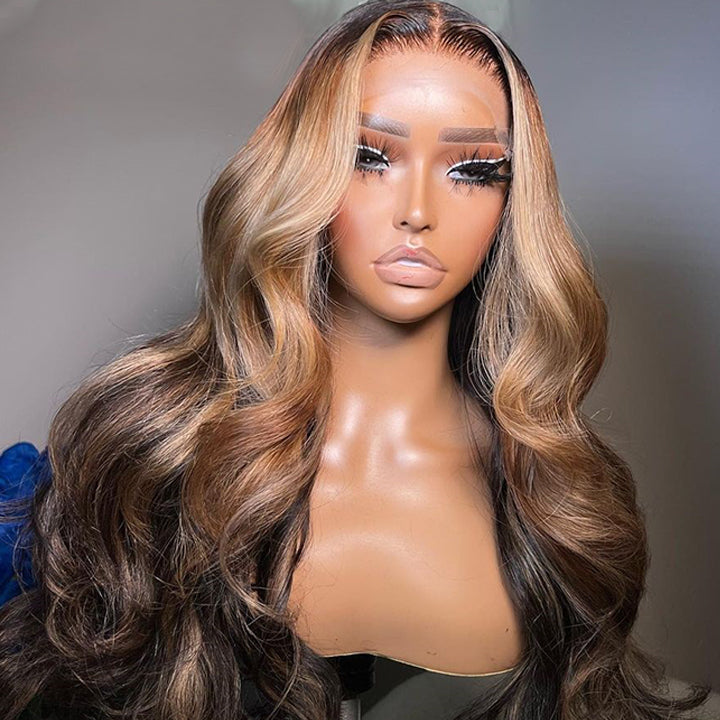 Highlight Body Wave 13x4 Lace Front /4*4 Lace Closure Wigs Ombre Light Blonde Color Wig With Baby Hair - Bangjazz Hair