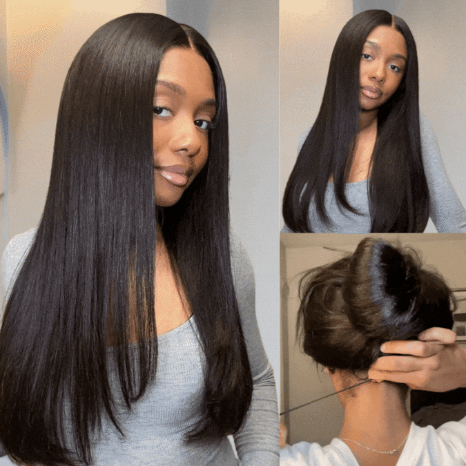 300% Density Long Straight Pre Everything Lace Wig New No Slip Silky Put On &amp; Go Human Hair Wigs with Invisible Drawstring - Bangjazz Hair