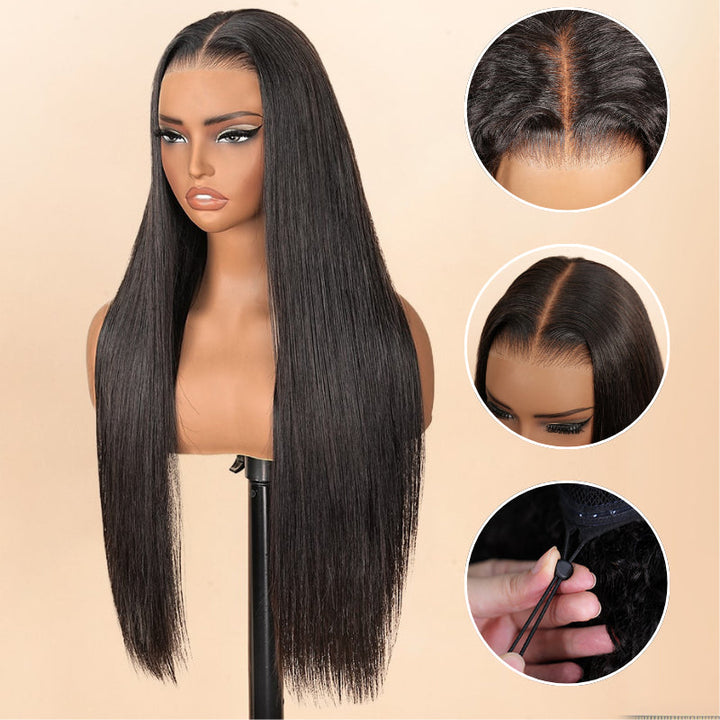 300% Density Long Straight Pre Everything Lace Wig New No Slip Silky Put On &amp; Go Human Hair Wigs with Invisible Drawstring - Bangjazz Hair