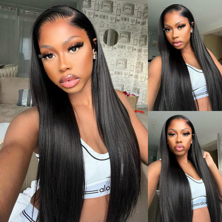 300% Density Long Straight Pre Everything Lace Wig New No Slip Silky Put On &amp; Go Human Hair Wigs with Invisible Drawstring - Bangjazz Hair
