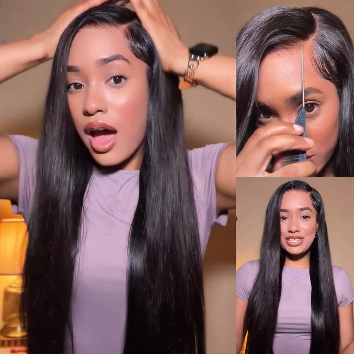 250% Density Double Drawn Straight Virgin Human Hair 13x6 HD Lace Frontal Glueless Wig