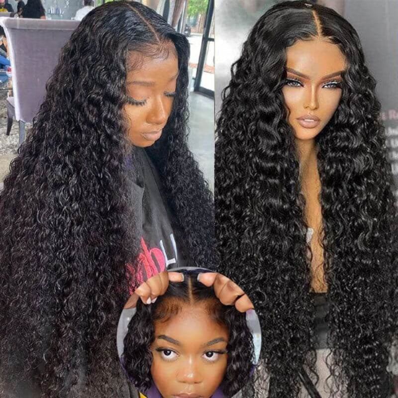 Pre Everything Water Wave 13x6 Full Lace Frontal Glueless Invisible Drawstring HD Transparent Lace Wig -Bangjazz Hair
