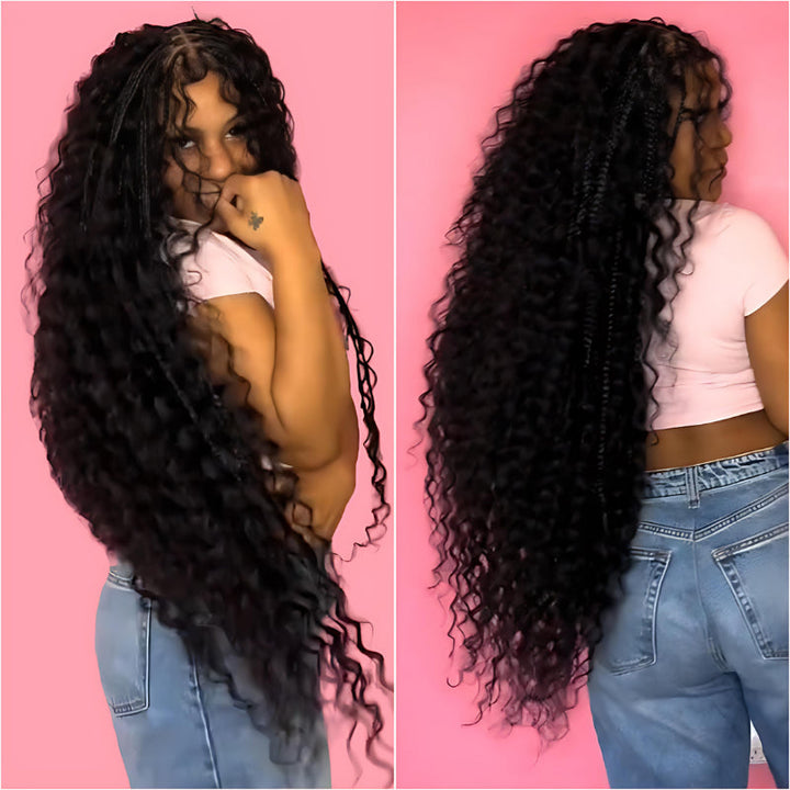 Glueless Boho Braided Parting Loose Curls Wig - 7x5/13x4 HD Transparent Lace